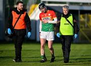 2 February 2025; Tony Lawlor of Carlow leaves the field after sustaining a shoulder injury during the Allianz Hurling League Division 1B match between Carlow and Waterford at Netwatch Cullen Park in Carlow. Photo by Stephen Marken/Sportsfile