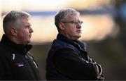 2 February 2025; Mayo manager Kevin McStay with Mayo selector Stephen Rochford, left, during the Allianz Football League Division 1 match between Mayo and Galway at Hastings Insurance MacHale Park in Castlebar, Mayo. Photo by Piaras Ó Mídheach/Sportsfile