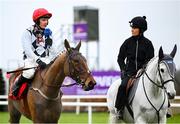 2 February 2025; Jockey Paul Townend is interviewed by Kate Walsh after winning The Ladbrokes Novice Steeplechase on Ballyburn during day two of the Dublin Racing Festival at Leopardstown Racecourse in Dublin. Photo by Shauna Clinton/Sportsfile