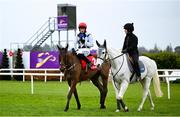 2 February 2025; Jockey Paul Townend is interviewed by Kate Walsh after winning The Ladbrokes Novice Steeplechase on Ballyburn during day two of the Dublin Racing Festival at Leopardstown Racecourse in Dublin. Photo by Shauna Clinton/Sportsfile