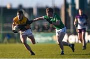 2 February 2025; Páiric Hughes of Wexford in action against Diarmuid Buckley of Limerick during the Allianz Football League Division 4 match between Limerick and Wexford at Mick Neville Park in Rathkeale, Limerick. Photo by Tom Beary/Sportsfile
