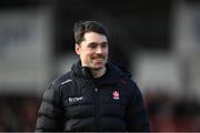2 February 2025; Derry strength and conditioning coach Cairbre Ó Cairealláin before the Allianz Football League Division 1 match between Derry and Kerry at Celtic Park in Derry. Photo by Stephen McCarthy/Sportsfile