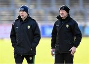 2 February 2025; Kerry manager Jack O'Connor and selector James Costello, left, before the Allianz Football League Division 1 match between Derry and Kerry at Celtic Park in Derry. Photo by Stephen McCarthy/Sportsfile