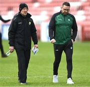 2 February 2025; Kerry manager Jack O'Connor and manager Cian O'Neill, right, before the Allianz Football League Division 1 match between Derry and Kerry at Celtic Park in Derry. Photo by Stephen McCarthy/Sportsfile