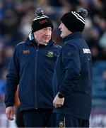 2 February 2025; Tipperary selector TJ Ryan, left, and manager Liam Cahill before the Allianz Hurling League Division 1A match between Tipperary and Wexford at FBD Semple Stadium in Thurles, Tipperary. Photo by Brendan Moran/Sportsfile