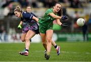 3 February 2025; Kerrie Cole of Meath in action against Danielle Caldwell of Mayo during the 2025 Lidl Ladies National Football League Division 1 match between Meath and Mayo at Páirc Tailteann in Navan, Meath. Photo by David Fitzgerald/Sportsfile