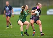 3 February 2025; Hannah Reape of Mayo in action against Sarah Wall of Meath during the 2025 Lidl Ladies National Football League Division 1 match between Meath and Mayo at Páirc Tailteann in Navan, Meath. Photo by David Fitzgerald/Sportsfile