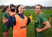 3 February 2025; Vikki Wall, right, and Emma Duggan of Meath after the 2025 Lidl Ladies National Football League Division 1 match between Meath and Mayo at Páirc Tailteann in Navan, Meath. Photo by David Fitzgerald/Sportsfile