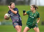 3 February 2025; Sinead Walsh of Mayo in action against Mary Kate Lynch of Meath during the 2025 Lidl Ladies National Football League Division 1 match between Meath and Mayo at Páirc Tailteann in Navan, Meath. Photo by David Fitzgerald/Sportsfile