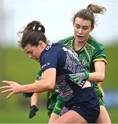 3 February 2025; Sinead Walsh of Mayo in action against Mary Kate Lynch of Meath during the 2025 Lidl Ladies National Football League Division 1 match between Meath and Mayo at Páirc Tailteann in Navan, Meath. Photo by David Fitzgerald/Sportsfile