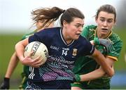 3 February 2025; Sinead Walsh of Mayo in action against Mary Kate Lynch of Meath during the 2025 Lidl Ladies National Football League Division 1 match between Meath and Mayo at Páirc Tailteann in Navan, Meath. Photo by David Fitzgerald/Sportsfile