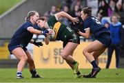 3 February 2025; Rachel Dwyer of Kerry in action against Bríd McMaugh, left, and Cora Murray of Waterford during the 2025 Lidl Ladies National Football League Division 1 match between Waterford and Kerry at SETU Waterford in Carriganore, Waterford. Photo by Piaras Ó Mídheach/Sportsfile