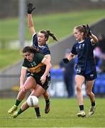 3 February 2025; Rachel Dwyer of Kerry in action against Cora Murray and Emma Murray, right, of Waterford during the 2025 Lidl Ladies National Football League Division 1 match between Waterford and Kerry at SETU Waterford in Carriganore, Waterford. Photo by Piaras Ó Mídheach/Sportsfile