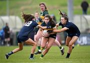 3 February 2025; Rachel Dwyer of Kerry in action against Katie Murray, left, and Cora Murray of Waterford during the 2025 Lidl Ladies National Football League Division 1 match between Waterford and Kerry at SETU Waterford in Carriganore, Waterford. Photo by Piaras Ó Mídheach/Sportsfile