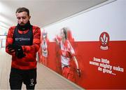 3 February 2025; Derry City's Paul McMullan makes his way to the training pitch at their new training facility, the Owenbeg Derry GAA Centre, in Dungiven, Derry. Photo by Stephen McCarthy/Sportsfile