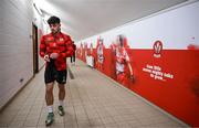 3 February 2025; Derry City's Adam O'Reilly makes his way to the training pitch at their new training facility, the Owenbeg Derry GAA Centre, in Dungiven, Derry. Photo by Stephen McCarthy/Sportsfile