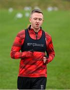 3 February 2025; Derry City's Shane Ferguson during a pitch training session at their new training facility, the Owenbeg Derry GAA Centre, in Dungiven, Derry. Photo by Stephen McCarthy/Sportsfile