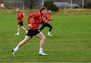 3 February 2025; Derry City's Sam Todd during a pitch training session at their new training facility, the Owenbeg Derry GAA Centre, in Dungiven, Derry. Photo by Stephen McCarthy/Sportsfile