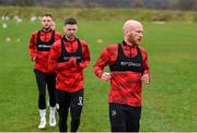 3 February 2025; Derry City's Liam Boyce during a pitch training session at their new training facility, the Owenbeg Derry GAA Centre, in Dungiven, Derry. Photo by Stephen McCarthy/Sportsfile
