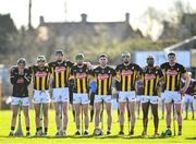 2 February 2025; Kilkenny players stand for Amhrán na bhFiann before the Allianz Hurling League Division 1A match between Kilkenny and Galway at UPMC Nowlan Park in Kilkenny. Photo by David Fitzgerald/Sportsfile