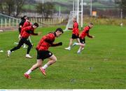 3 February 2025; Derry City's Ben Doherty during a pitch training session at their new training facility, the Owenbeg Derry GAA Centre, in Dungiven, Derry. Photo by Stephen McCarthy/Sportsfile