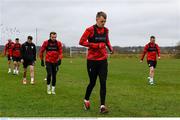 3 February 2025; Derry City's Ciaron Harkin during a pitch training session at their new training facility, the Owenbeg Derry GAA Centre, in Dungiven, Derry. Photo by Stephen McCarthy/Sportsfile