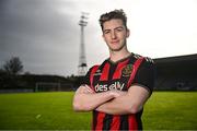 4 February 2025; Bohemians new signing Alex Lacey poses for a portrait during his unveiling at Dalymount Park in Dublin. Photo by Piaras Ó Mídheach/Sportsfile