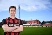 4 February 2025; Bohemians new signing Alex Lacey poses for a portrait during his unveiling at Dalymount Park in Dublin. Photo by Piaras Ó Mídheach/Sportsfile