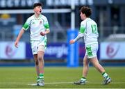 4 February 2025; Oscar Morgan of Gonzaga College instructs team-mates during the Bank of Ireland Leinster Rugby Boys Schools Junior Cup First Round match between Wesley College and Gonzaga College at Energia Park in Dublin. Photo by Shauna Clinton/Sportsfile