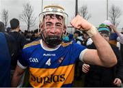1 February 2025; Jack Lahart of Thurles CBS celebrates after wining the Dr Harty Cup final match between Thurles CBS and St Flannans Ennis at Mallow GAA Complex in Cork. Photo by John Sheridan/Sportsfile Photo by John Sheridan/Sportsfile
