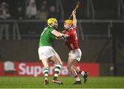 1 February 2025; Séamus Flanagan of Limerick and Niall O'Leary of Cork during the Allianz Hurling League Division 1A match between Cork and Limerick at SuperValu Páirc Uí Chaoimh in Cork. Photo by Piaras Ó Mídheach/Sportsfile