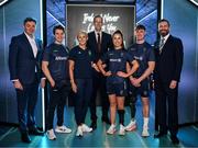5 February 2025; Allianz has been announced today as the new top sponsor and partner of the Olympic Federation of Ireland and Paralympics Ireland, having been a partner to Paralympics Ireland since 2006 and the Olympic Federation of Ireland since 2021. Pictured at today’s announcement are, from left, Olympic Federation of Ireland CEO Peter Sherrard, double Olympic champion Fintan McCarthy, Olympian Sarah Lavin, Allianz CEO Phillip Gronemeyer, Paralympians Katie O'Brien and Tiarnán O'Donnell and Paralympics Ireland CEO Stephen McNamara. Photo by Brendan Moran/Sportsfile