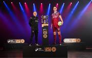 5 February 2025; Cobh Ramblers head coach Mick McDermott and Cian Coleman of Cobh Ramblers during the SSE Airtricity Men’s Premier Division, SSE Airtricity Men’s First Division and SSE Airtricity Women’s Premier Division Launch 2025 at Mansion House in Dublin. Photo by Stephen McCarthy/Sportsfile