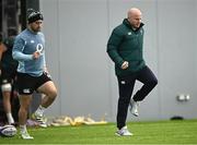 5 February 2025; Caolin Blade with athletic coach Mikey Kiely during an Ireland rugby squad training session at the IRFU High Performance Centre in Dublin. Photo by Piaras Ó Mídheach/Sportsfile