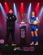 5 February 2025; Treaty United manager Sean Russell and Jillian O'Toole of Treaty United during the SSE Airtricity Men’s Premier Division, SSE Airtricity Men’s First Division and SSE Airtricity Women’s Premier Division Launch 2025 at Mansion House in Dublin. Photo by Stephen McCarthy/Sportsfile