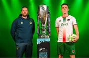 5 February 2025; Cork City manager Tim Clancy and Charlie Lyons of Cork City during the SSE Airtricity Men’s Premier Division, SSE Airtricity Men’s First Division and SSE Airtricity Women’s Premier Division Launch 2025 at Mansion House in Dublin. Photo by Stephen McCarthy/Sportsfile
