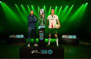 5 February 2025; Cork City manager Tim Clancy and Charlie Lyons of Cork City during the SSE Airtricity Men’s Premier Division, SSE Airtricity Men’s First Division and SSE Airtricity Women’s Premier Division Launch 2025 at Mansion House in Dublin. Photo by Stephen McCarthy/Sportsfile