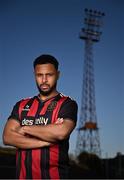 5 February 2025; Bohemians new signing Lys Mousset poses for a portrait during his unveiling at Dalymount Park in Dublin. Photo by Piaras Ó Mídheach/Sportsfile