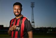 5 February 2025; Bohemians new signing Lys Mousset poses for a portrait during his unveiling at Dalymount Park in Dublin. Photo by Piaras Ó Mídheach/Sportsfile
