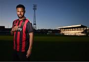 5 February 2025; Bohemians new signing Lys Mousset poses for a portrait during his unveiling at Dalymount Park in Dublin. Photo by Piaras Ó Mídheach/Sportsfile