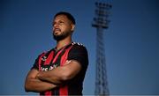 5 February 2025; Bohemians new signing Lys Mousset poses for a portrait during his unveiling at Dalymount Park in Dublin. Photo by Piaras Ó Mídheach/Sportsfile