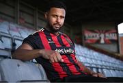 5 February 2025; Bohemians new signing Lys Mousset poses for a portrait during his unveiling at Dalymount Park in Dublin. Photo by Piaras Ó Mídheach/Sportsfile