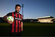 5 February 2025; Bohemians new signing Lys Mousset poses for a portrait during his unveiling at Dalymount Park in Dublin. Photo by Piaras Ó Mídheach/Sportsfile