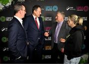 5 February 2025; Minister of State at the Department of Tourism, Culture, Arts, Gaeltacht, Sport and Media with special responsibility for Sport and Postal Policy Charlie McConalogue TD, centre, with FAI chief executive David Courell, left, FAI president Paul Cooke and Republic of Ireland women's national team manager Carla Ward during the SSE Airtricity Men’s Premier Division, SSE Airtricity Men’s First Division and SSE Airtricity Women’s Premier Division Launch 2025 at Mansion House in Dublin. Photo by David Fitzgerald/Sportsfile