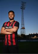 5 February 2025; Bohemians new signing Lys Mousset poses for a portrait during his unveiling at Dalymount Park in Dublin. Photo by Piaras Ó Mídheach/Sportsfile