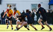 4 February 2025; Giovanni Nostro of St Fintan's High School in action against Temple Carrig School during the Bank of Ireland Leinster Rugby Boys Schools Senior Cup First Round match between Temple Carrig School and St Fintan's High School at Castle Avenue in Dublin. Photo by Matt Browne/Sportsfile