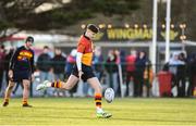4 February 2025; Ben Barnes of St Fintan's High School School during the Bank of Ireland Leinster Rugby Boys Schools Senior Cup First Round match between Temple Carrig School and St Fintan's High School at Castle Avenue in Dublin. Photo by Matt Browne/Sportsfile