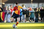 4 February 2025; Ben Barnes of St Fintan's High School School during the Bank of Ireland Leinster Rugby Boys Schools Senior Cup First Round match between Temple Carrig School and St Fintan's High School at Castle Avenue in Dublin. Photo by Matt Browne/Sportsfile