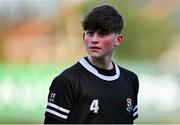 4 February 2025; Evan Groves of Newbridge College after the Bank of Ireland Leinster Rugby Boys Schools Junior Cup First Round match between Newbridge College and Presentation College, Bray at Energia Park in Dublin. Photo by Shauna Clinton/Sportsfile