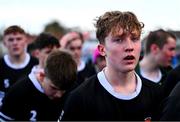 4 February 2025; Cian Brennan of Newbridge College after the Bank of Ireland Leinster Rugby Boys Schools Junior Cup First Round match between Newbridge College and Presentation College, Bray at Energia Park in Dublin. Photo by Shauna Clinton/Sportsfile